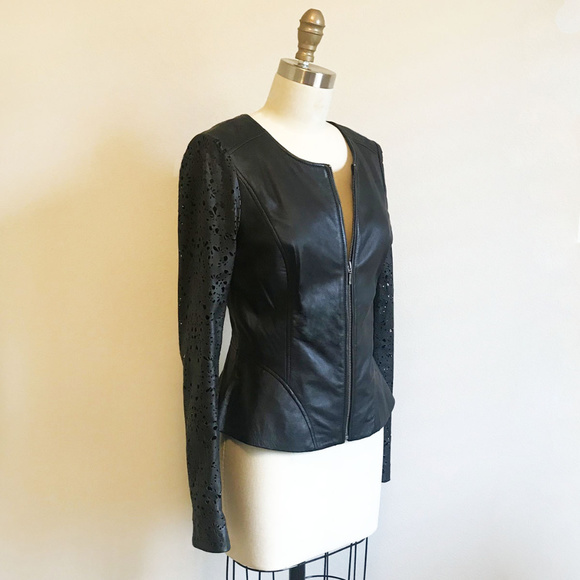 hinge | Jackets & Coats | Hinge Laser Cut Black Leather Jacket | Poshmark